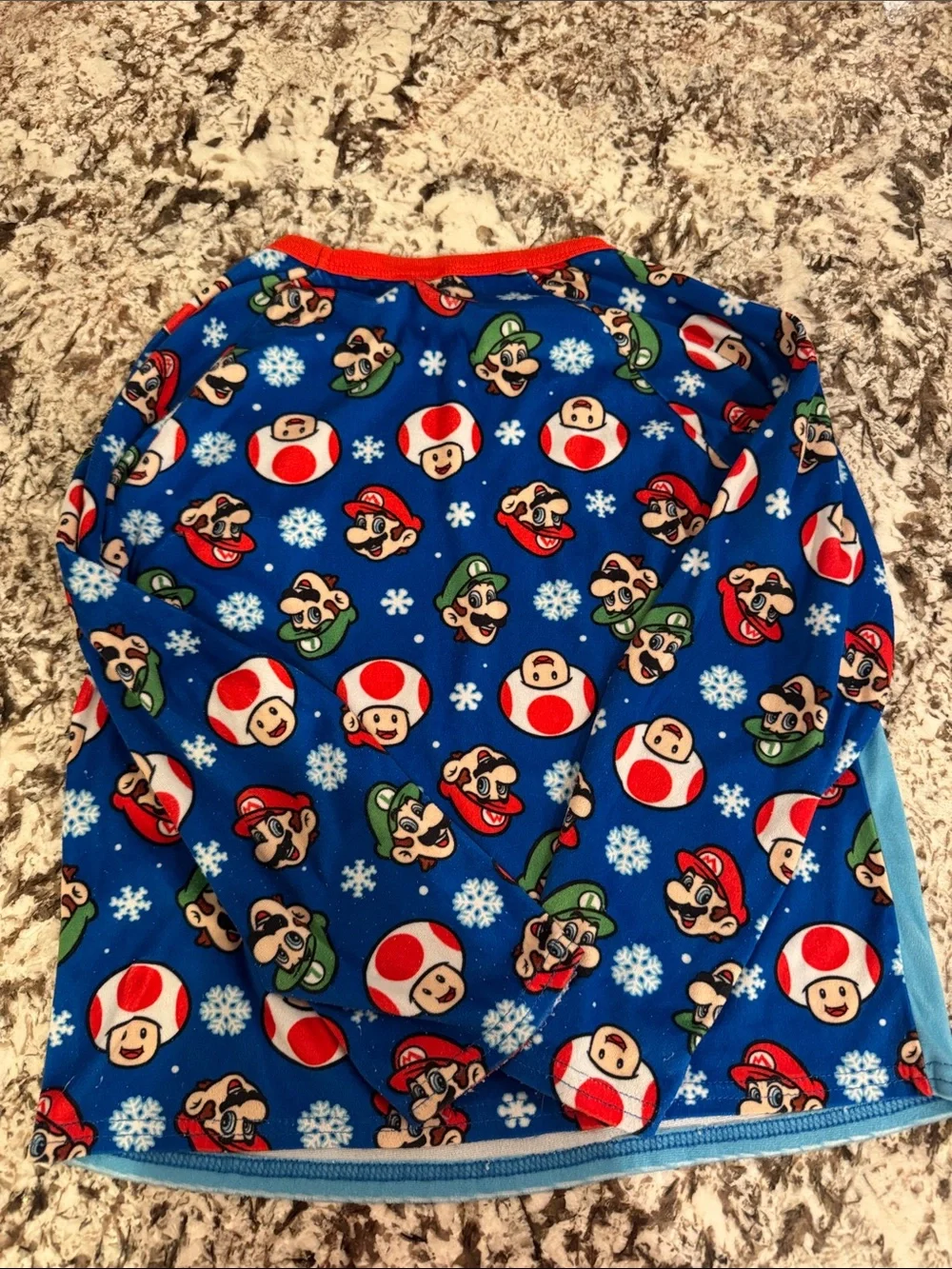 Boys 10/12 Super Mario Kids Pajama Set - Blue with Red Trim